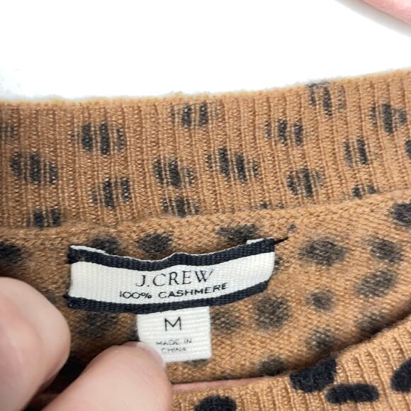 J. CREW Cashmere Crewneck Sweater in Leopard Dot Tan Black {W23} - Picture 4 of 6